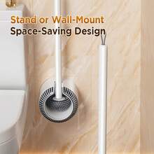 1pc 2026 Toilet Brush And Holder, Bathroom Toilet Brush With Sturdy Handle. Space-Saving, Covered Toilet Brush, Durable, Deep Cleaning. Easy To Assemble, Deep Cleaning, Can Be Hung Or Stood Upright, Essential Toilet Brush For Home, Suitable For Halloween, Christmas, Ramadan, Easter And Other Holidays (White) - Wall-Mounted - View 8