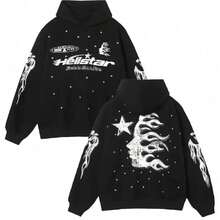 New Hell Star Sweater Y2k Hoodie  Street Large Suit Punk Harajuku Jacket - 黑色 抓絨 - 查看 5