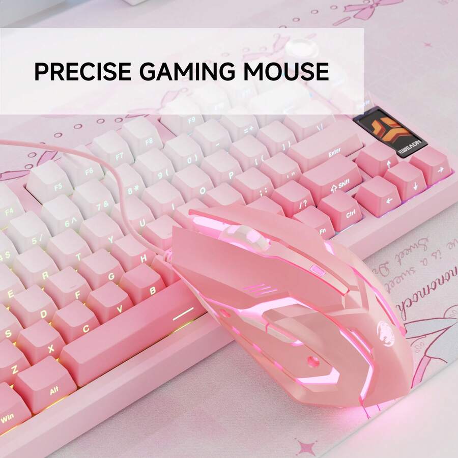 EWEADN Mouse Berkabel Senyap, Umpan Balik Taktil yang Luar Biasa, Desain Ergonomis, Pengalaman Mengetik yang Tenang, Lampu Latar LED, Tombol Tahan Lama, Ideal untuk Pekerjaan Kantor dan Bermain Game di PC/Laptop