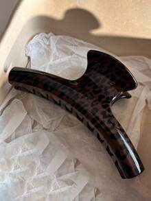 2个/1个女士10厘米/3.94英寸豹纹棕色爪形发夹，轻巧塑料发饰，时尚百搭优雅简约风格，适合日常佩戴、休闲、派对、通勤、海滩、丸子头、马尾辫、洗脸、化妆、搭配夏季沙滩度假发夹 - 彩色 - 查看 3