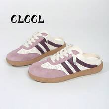 Sandal Olahraga Slip-On Jala Datar Wanita Terbaru, Desain Olahraga Luar Ruangan Terkini - Purple - View 2