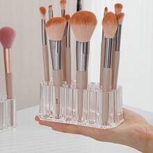 1pc Clear Acrylic Lipstick Organizer Makeup Nail Brush Eyeliner Lip Liner Holder 26 Spaces Cosmetic Display Case - Clear - View 6