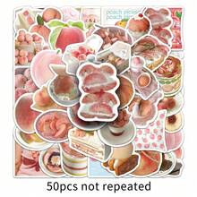 50张桃子主题贴纸，可爱水果、食物、涂鸦贴纸，适用于剪贴簿、笔记本、美学装饰 - 50 張 桃子ins風-1716X - 查看 6