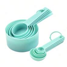 10pcs/Set Measuring Spoons & Cups, Baking Tools DIY Cake Baking Powder Scoop, 10pcs Plastic Measuring Spoons With Markings - Multicolor - View 3