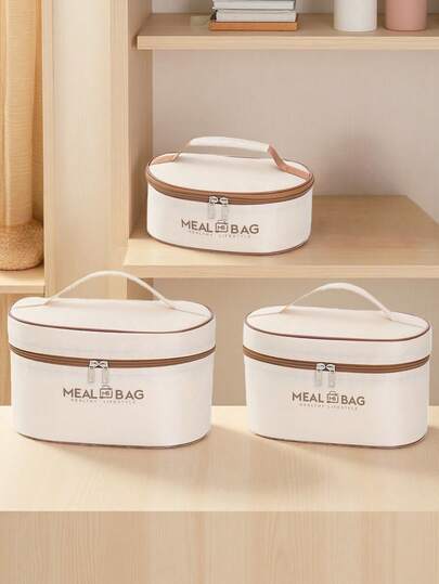 1个椭圆形保温袋，午餐盒袋，便当袋，适合上班族和学生，带米袋，铝箔加厚手提袋，便当袋