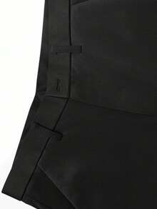 Pantalones casuales de negocios de corte relajado sin arrugas para hombres, pantalones rectos cómodos, de unicolor, adecuados para primavera y otoño - Negro - Ver 7
