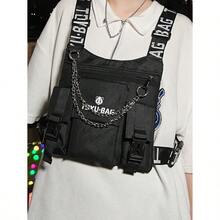 Functional Chest Bag, Fashionable Street Tactical Chest Rig, Sports Functional Bag, Cycling Bag, Delivery Tool Bag Tools Belt Bag Phone Bag, Thigh Bag, Camping, Easter - 黑色 - 查看 3