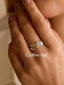 Anillo con nombre personalizado, joyería personalizada, anillo ajustable de acero inoxidable dorado/plateado, regalo de pareja - Anillo soldado de plata - Ver 8