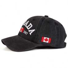 1pc Men's CANADA Letter Embroidered Washed Baseball Cap, Fashionable Adjustable Sun Protection Casual Hat Suitable For Spring, Autumn Outings, Travel, Beach, Party - Multicolor - View 8