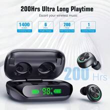 Bluetooth Earbuds Wireless 200Hrs Playback, IPX7 Waterproof, Noise Canceling LED Power Display Earphones With 1400mAh Charging Case, In-Ear Headphones With Mic For Phone Smart TV Computer Android IOS - View 3