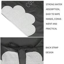 Cute Cooking Tool Pattern Waterproof Kitchen Apron With Cleaning Cloth, Oil-Proof Chef Apron Suitable For Home Baking, Grilling And Restaurant Use, Black And Gold Cooking Apron With Cleaning Cloth, Waterproof And Oil-Proof Kitchen Apron Suitable For Home Chef, Baking, Grilling And Daily Cleaning - Hand-rubbing Version - View 5
