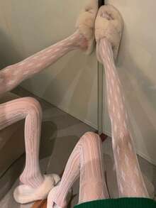 不对称网眼长筒袜、独特渔网长筒袜、性感提花连裤袜、镂空渔网打底裤 - 彩色 - 查看 6