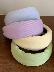 4条糖果色条纹针织发带，简约百搭日常佩戴发饰，适合日常、居家、学校、海滩、工作、派对、节日、生日、返校、新年、情人节、母亲节、圣诞节、婚礼、音乐节、毕业典礼、春夏等场合佩戴，也可作发箍或旅行发带。 - 彩色 - 查看 7