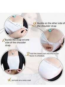 女士蕾丝连体无肩带隐形文胸，防走光胸部遮盖无缝抹胸性感短款内衣 - 多色 - 查看 4