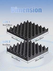 JIPO SPORT [24 miếng] Tấm xốp cách âm tự dính - 12x12x1.18/2 inch, Tấm xốp cách âm mật độ cao, Tấm trần phòng thu âm, Hấp thụ âm thanh, Giảm tiếng ồn, Khử tiếng vọng (Đen/Trắng/Xám/Tím) - Nhiều màu - Xem 6