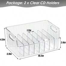 Soporte para CD transparente 2 unidades caja de almacenamiento de CD de plástico estantes de almacenamiento de CD organizadores de almacenamiento de DVD soporte de disco para hasta 40 - Transparente - Ver 5