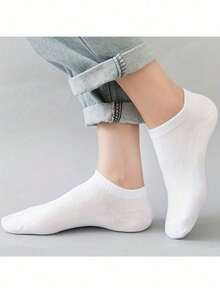 10 Pasang Kaos Kaki Pendek Anak-Anak Motif Garis-garis Warna Permen, Kasual untuk Pemakaian Sehari-hari, Kaos Kaki Putih Unisex - MultiWarna - View 12