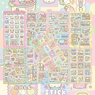 Cute Spring Outing Series Cartoon Animal Stickers, INS Korean Gukka DIY Creative Stickers, Korean Cartoon Animal Stickers, INS Gukka Sticker Materials For Journals, Cute Doodle Cartoon Stickers, Gukka Stickers INS Gukka Journal DIY Decorative Stickers, DIY Decorative Stickers, Self-Adhesive Decorative Stickers - Asymmetrical Shapes For DIY Scrapbooking, Diaries, Phone Cases, Laptops, Cute Cartoon Patterns, Scrapbooking Stickers, Diary Decorations, Art Embellishments, Durable Materials, Scrapbooking Supplies, Scrapbooking Enthusiasts