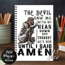 1pc Christian Warrior Christian Scripture Spiral Notebook - Inspirational Journal With Armored Figure Design, Faith Gift For Women And Men,100 Pages, Perfect For Daily Devotion And Bible Study - F - View 1