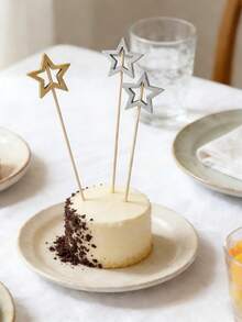 50/100个创意镂空金/银色大星形蛋糕、甜点、沙拉、三明治食品签，一次性水果签，适用于酒店、餐厅、派对 - 彩色 - 查看 8