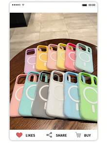 VRNOEI 奢华哑光多巴胺果冻磁吸手机壳，兼容 16/15/11/12/13/14/17 Pro Max Plus/17 AIR，防震保护，支持磁吸无线充电 - 白色 - 查看 5