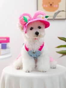 PETCIRCLE Bộ 2 món quần áo cho thú cưng, trang phục cho chó mèo, quần áo cho chó con nhỏ, bộ váy và mũ dễ thương, thời trang, thoải mái, màu hồng. - Nhiều màu - Xem 5