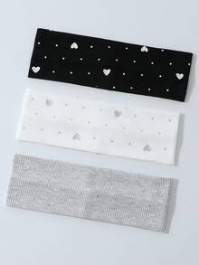 3件套 时尚女士爱心印花柔软防滑发带，弹性瑜伽运动发饰，多功能，适合日常佩戴、夏季沙滩发带、度假吸汗带、节日、旅行、节日、生日等场合。 - 彩色 - 查看 5