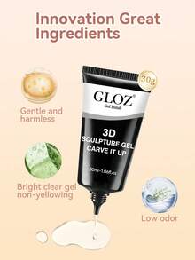 GLOZ 3D 30ml 雕塑凝膠與擦拭液，超強凝膠指甲油，適用於3D美甲裝飾、亮片、寶石、鑽石及其他美甲裝飾，需UV/LED燈照乾，美容禮品 - 無色 - 查看 7