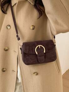 Women's Spring New Retro Niche Design Underarm Bag, Minimalist Fashion One Shoulder Crossbody Square Bag - Coffee - View 3