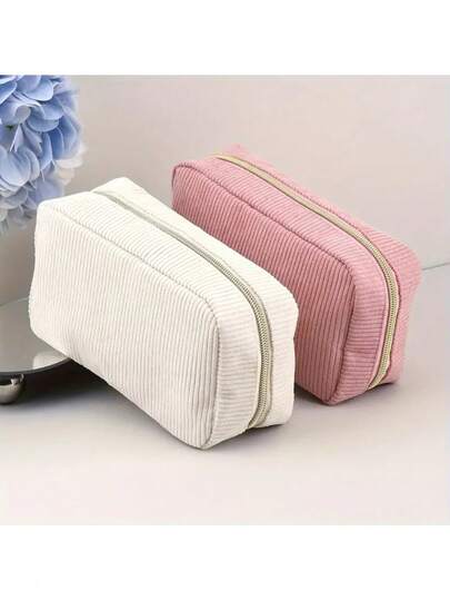 New Minimalist Corduroy Hand In Hand Bag, Large Capacity Makeup Bag, Travel Storage Bag, Women's Makeup Bag