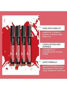 Homonth 4 Piezas Plumones para Pintar Llantas de Carro, Rojo - Marcador de Tinta Resistente al Agua para DIY, Kit de Reparación y Personalización de Neumáticos,regalos para hombres y mujeres adecuados para San Valentín, Año Nuevo, Día del Padre,cumpleaños, bodas y fiestas,accesorios para carro,accesorios para moto,carro,accesorios para carro mujer,ofertas,Envío Gratis - Rotulador de neumático rojo - Ver 9