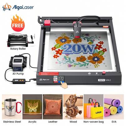 AlgoLaser Alpha MK2 20W Grabador y cortador láser, apto para metales y madera