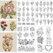Giấy in sẵn họa tiết hoa, cây cỏ và động vật, chất ổn định thêu tan trong nước, nhãn dán mẫu thêu không dệt tự dính, nhãn dán chuyển hình thêu lên quần áo. - Đen và trắng - Xem 10