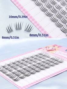 60pcs/Set Natural Soft Lashes, Mini Devil C-Curl Lashes, Natural & Fancy Lash Clusters, Single Lashes, Lightweight & Reusable, Perfect Makeup, Great Gift For Friends, Girlfriends, Family - C - 查看 3