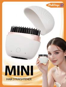 Bàn chải duỗi tóc mini không dây, sạc lại được, cầm tay, 3 chế độ nhiệt, làm nóng nhanh, chống bỏng, quà tặng tại nhà và khi đi du lịch. - trắng - Xem 1