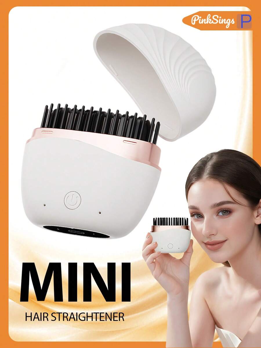 Bàn chải duỗi tóc mini không dây, sạc lại được, cầm tay, 3 chế độ nhiệt, làm nóng nhanh, chống bỏng, quà tặng tại nhà và khi đi du lịch. - trắng - Xem 1