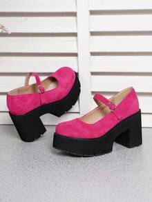 Women's Comfortable Non-Slip Casual Black Platform Wedge Shoes, Versatile For All Seasons - Hot Pink - View 3