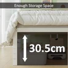 Base Cama King Size 36 cm Alta con Cabecera Curva Metal Resistente Base de Cama King Size Espacio de Almacenamiento Debajo Libre de Ruido Fácil Montaje Blanco - blanco - Ver 4