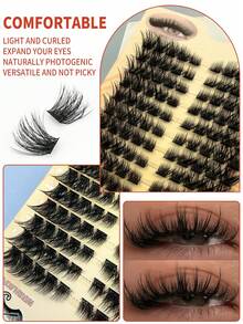 140pcs Faux Mink Lashes,0.07mm D-Curl Fiuffy, 8-16mm Mixed, SuperThick & Voluminous False Eyelashes, EyelashExtension, Makeup Lashes, Lash Clusters,Individual Lashes, False Lashes - C - View 5