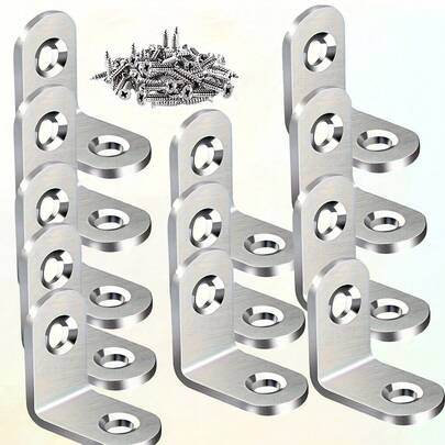 30/60pcs L-Shaped Bracket With Screws (10/20pcs Angle Iron + 20/40pcs Screws), Cabinet/Wardrobe Fixing Bracket, Table Triangle Connector, Thickened Angle Code Labor-Saving And Durable, Practical To Meet Various Scenarios, Making Your Work More Efficient And Convenient! Wardrobe Support Partition Wall Bracket