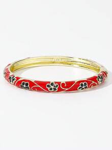 Bracelet clip vintage à motif floral, accessoire artisanal unique, rétro, cadeau pour elle - Bracelet rond à cinq feuilles - Voir 16