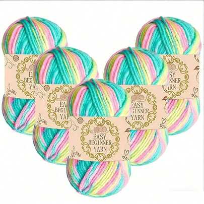 خيط أكريليك مخلوط متدرج اللون، مناسب للكروشيه والتريكو لصنع السترات والأوشحة والقبعات والأعمال اليدوية DIY