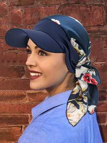 1pc New Arrival European And American Long Tail Ribbon Headscarf Hat, Women Satin Brim With Two Tails Turban Cap - Multicolor - View 4