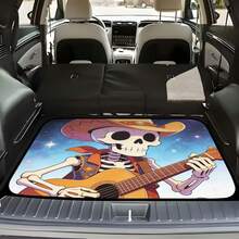 1 pieza Alfombra extra gruesa para maletero de coche con estampado de calavera, revestimiento impermeable y a prueba de polvo, fácil de limpiar, adecuado para SUV, sedán, camioneta, protege eficazmente el maletero - 100 cm x 75 cm - Ver 12