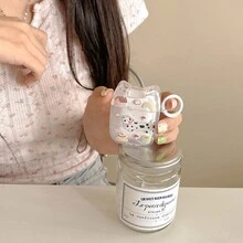 1个可爱斑点狗猫耳蓝牙耳机保护套，适用于 3/4、Pro 2、蓝牙12系列 - 彩色 - 查看 8