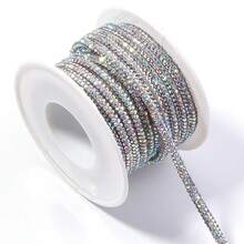 Dây ống đính đá 4mm, dài 5 thước Anh/cuộn, dây rỗng đính đá sang trọng dùng để trang trí dây giày, phụ kiện tóc, hộp và túi xách, 6 hàng đá đính trong ống. - Dây thừng ống tròn khoan nước - Xem 18