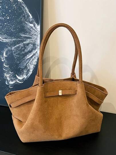 绒面革扇形手提包 | 女士柔软单肩包 | 适合工作和旅行的休闲手提包