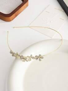 Delicate & Versatile | Light Gold Thin Frame + 3D Floral Cluster, Matching And Elegant,Summer,Hair Accessories,Holiday - Gold - View 3