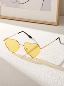1 pieza Gafas de moda con marco pequeño en forma de corazón de estilo retro americano, elegantes para el estilo callejero, vacaciones, viajes al aire libre y playa - Multicolor - Ver 6