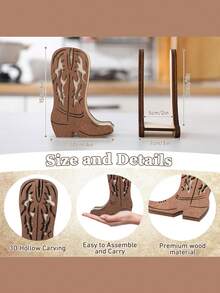 1pc Western Cowboy Boot Napkin Holder, Vintage Brown Stand With Open Top Design And Sturdy Base, Suitable For Kitchen, Farmhouse Style, Western Theme Party Decor, Home, Office, Cowboy Events, Long-Lasting Retro Charm - Multicolor - View 6